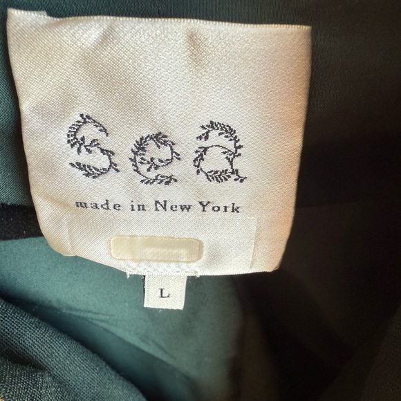 SEA made in New York Colorblock Faux Fur Track Jacket brown/green/cream Sz L - Picture 4 of 10